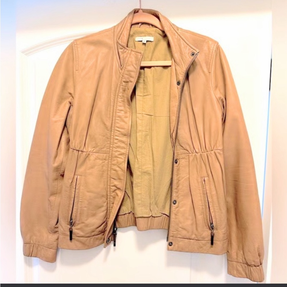 VINCE. Vintage Tan Authentic Vintage Genuine tan leather Jaquet Women XS
